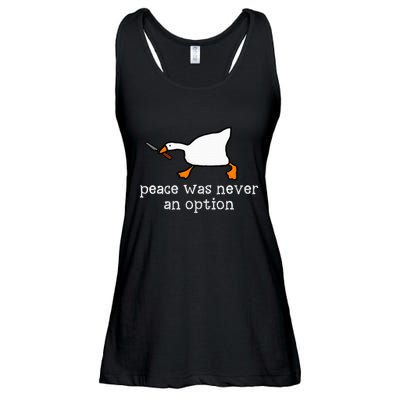 Funny Duck Peace Was Never An Option Ladies Essential Flowy Tank