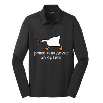 Funny Duck Peace Was Never An Option Silk Touch Performance Long Sleeve Polo