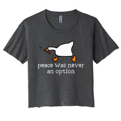 Funny Duck Peace Was Never An Option Women's Crop Top Tee