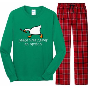 Funny Duck Peace Was Never An Option Long Sleeve Pajama Set