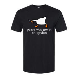 Funny Duck Peace Was Never An Option Softstyle CVC T-Shirt