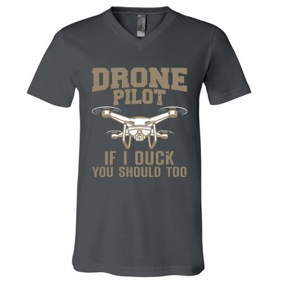 Funny Drone Pilot Design For Men Women Kids Drone Operator V-Neck T-Shirt