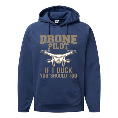 Funny Drone Pilot Design For Men Women Kids Drone Operator Performance Fleece Hoodie