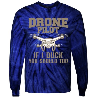 Funny Drone Pilot Design For Men Women Kids Drone Operator Tie-Dye Long Sleeve Shirt