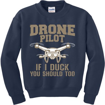 Funny Drone Pilot Design For Men Women Kids Drone Operator Kids Sweatshirt