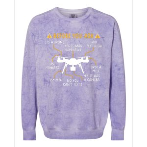 Funny Drone Pilot Shirts Before You Ask Drone Colorblast Crewneck Sweatshirt