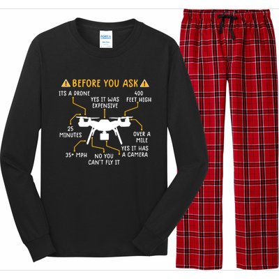 Funny Drone Pilot Shirts Before You Ask Drone Long Sleeve Pajama Set