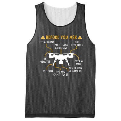 Funny Drone Pilot Shirts Before You Ask Drone Mesh Reversible Basketball Jersey Tank