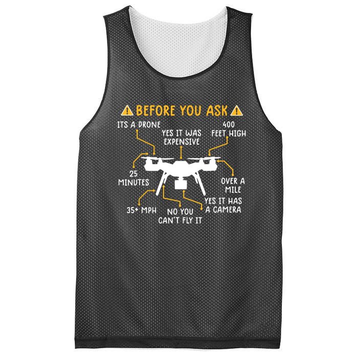 Funny Drone Pilot Shirts Before You Ask Drone Mesh Reversible Basketball Jersey Tank