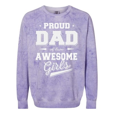 Fathers Day Proud Dad Of 2 Two Awesome Father Dad Love Colorblast Crewneck Sweatshirt