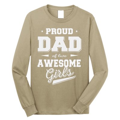 Fathers Day Proud Dad Of 2 Two Awesome Father Dad Love Long Sleeve Shirt