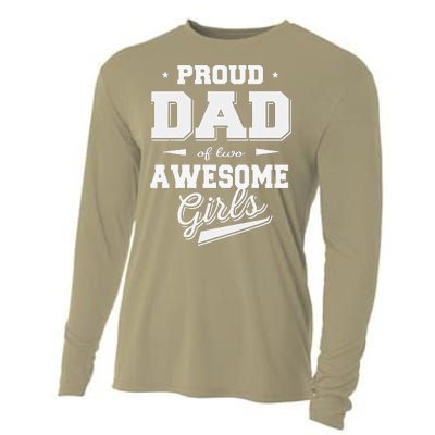 Fathers Day Proud Dad Of 2 Two Awesome Father Dad Love Cooling Performance Long Sleeve Crew