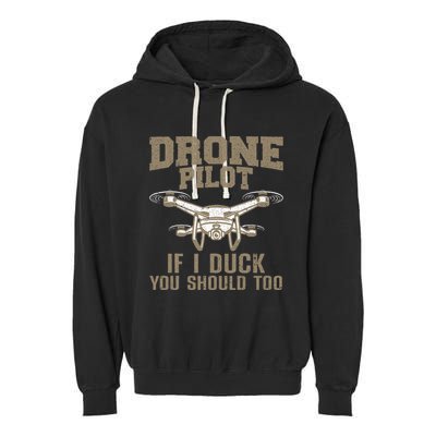 Funny Drone Pilot Design Drone Operator Garment-Dyed Fleece Hoodie