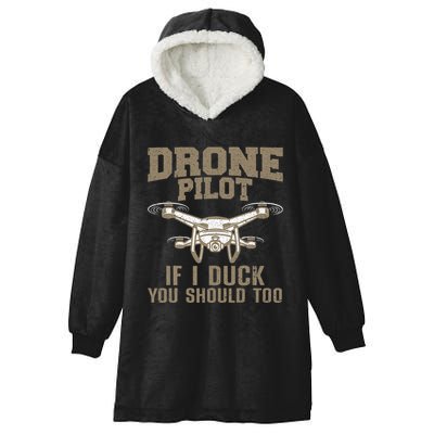 Funny Drone Pilot Design Drone Operator Hooded Wearable Blanket