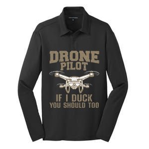 Funny Drone Pilot Design Drone Operator Silk Touch Performance Long Sleeve Polo