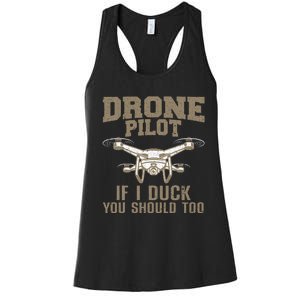 Funny Drone Pilot Design Drone Operator Women's Racerback Tank