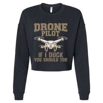 Funny Drone Pilot Design Drone Operator Cropped Pullover Crew