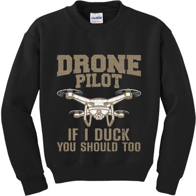 Funny Drone Pilot Design Drone Operator Kids Sweatshirt