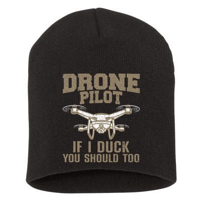 Funny Drone Pilot Design Drone Operator Short Acrylic Beanie