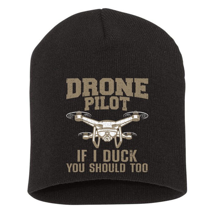 Funny Drone Pilot Design Drone Operator Short Acrylic Beanie