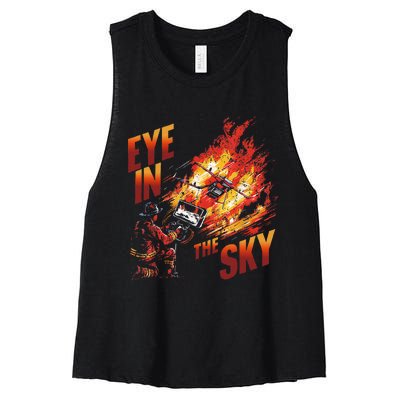 Firefighter Drone Pilot Tactical Response Fire Department Women's Racerback Cropped Tank