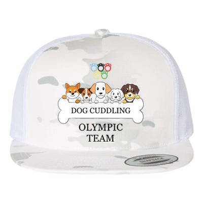 Funny Dog Quote Cuddling Team Cool Animal Flat Bill Trucker Hat