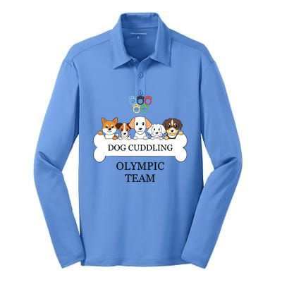 Funny Dog Quote Cuddling Team Cool Animal Silk Touch Performance Long Sleeve Polo