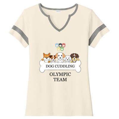 Funny Dog Quote Cuddling Team Cool Animal Ladies Halftime Notch Neck Tee