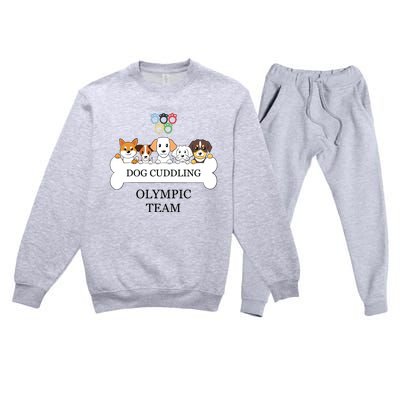 Funny Dog Quote Cuddling Team Cool Animal Premium Crewneck Sweatsuit Set