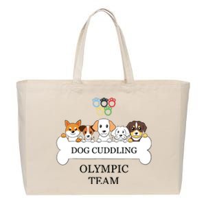 Funny Dog Quote Cuddling Team Cool Animal Cotton Canvas Jumbo Tote