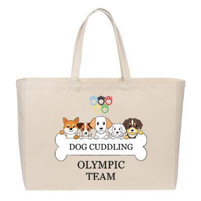 Funny Dog Quote Cuddling Team Cool Animal Cotton Canvas Jumbo Tote