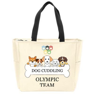 Funny Dog Quote Cuddling Team Cool Animal Zip Tote Bag