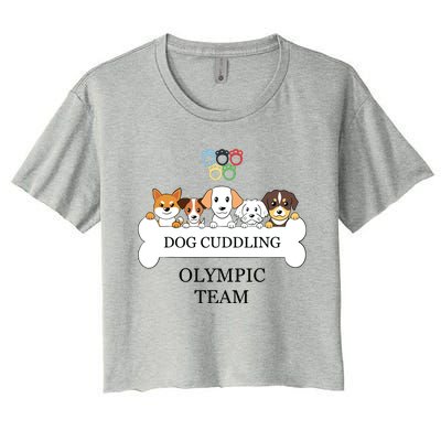 Funny Dog Quote Cuddling Team Cool Animal Women's Crop Top Tee