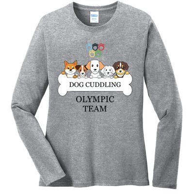 Funny Dog Quote Cuddling Team Cool Animal Ladies Long Sleeve Shirt