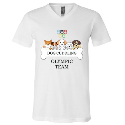 Funny Dog Quote Cuddling Team Cool Animal V-Neck T-Shirt