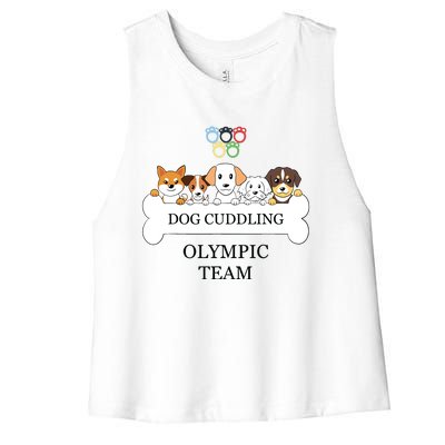 Funny Dog Quote Cuddling Team Cool Animal Women's Racerback Cropped Tank