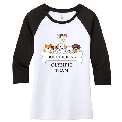 Funny Dog Quote Cuddling Team Cool Animal Women's Tri-Blend 3/4-Sleeve Raglan Shirt