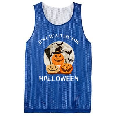 Funny Desgin Quote Just Waiting For Halloween Pumpkins Mesh Reversible Basketball Jersey Tank