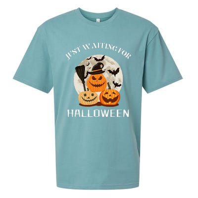 Funny Desgin Quote Just Waiting For Halloween Pumpkins Sueded Cloud Jersey T-Shirt