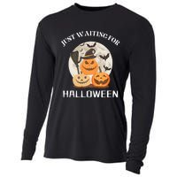 Funny Desgin Quote Just Waiting For Halloween Pumpkins Cooling Performance Long Sleeve Crew