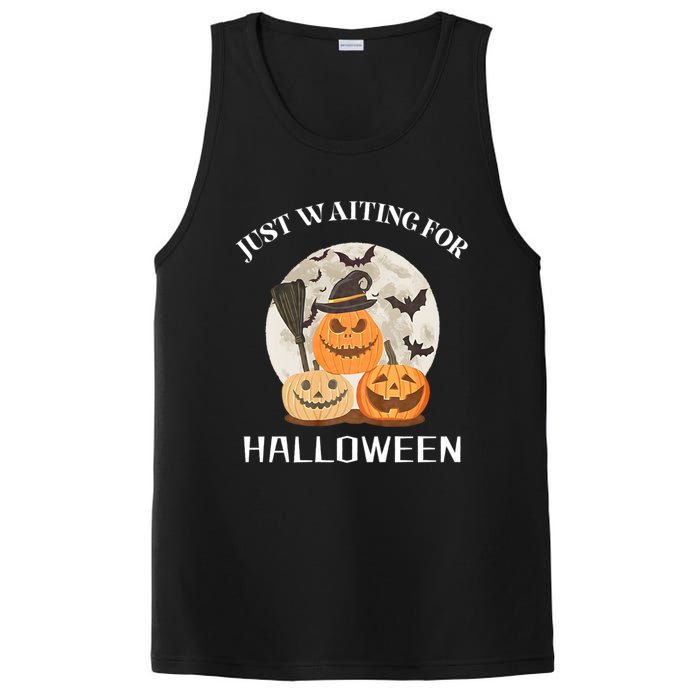 Funny Desgin Quote Just Waiting For Halloween Pumpkins PosiCharge Competitor Tank