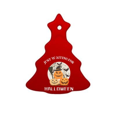 Funny Desgin Quote Just Waiting For Halloween Pumpkins Ceramic Tree Ornament