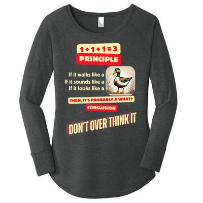 Funny Duck Quote DonT Overthink It Humorous Women's Perfect Tri Tunic Long Sleeve Shirt