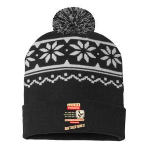 Funny Duck Quote DonT Overthink It Humorous USA-Made Snowflake Beanie