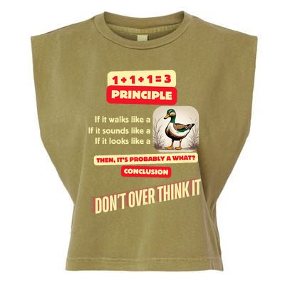 Funny Duck Quote DonT Overthink It Humorous Garment-Dyed Women's Muscle Tee