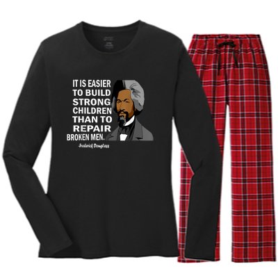 Frederick Douglass Quote Black History Month Women's Long Sleeve Flannel Pajama Set 