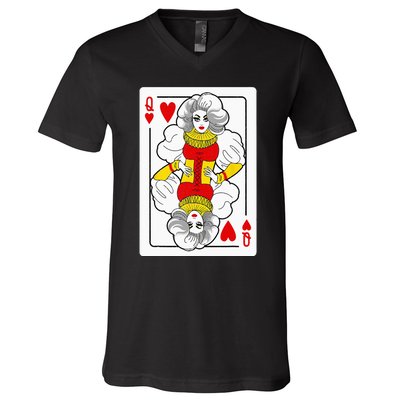 Fabulous Drag Queen Of Hearts Drag Queen Fan Yass Slay Werk V-Neck T-Shirt