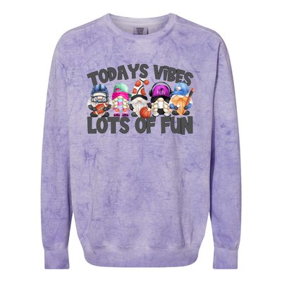 Field Day Quote Todays Vibes Lots Of Fun Gnomies Gift Colorblast Crewneck Sweatshirt