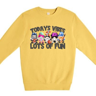 Field Day Quote Todays Vibes Lots Of Fun Gnomies Gift Premium Crewneck Sweatshirt