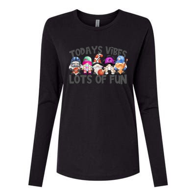 Field Day Quote Todays Vibes Lots Of Fun Gnomies Gift Womens Cotton Relaxed Long Sleeve T-Shirt